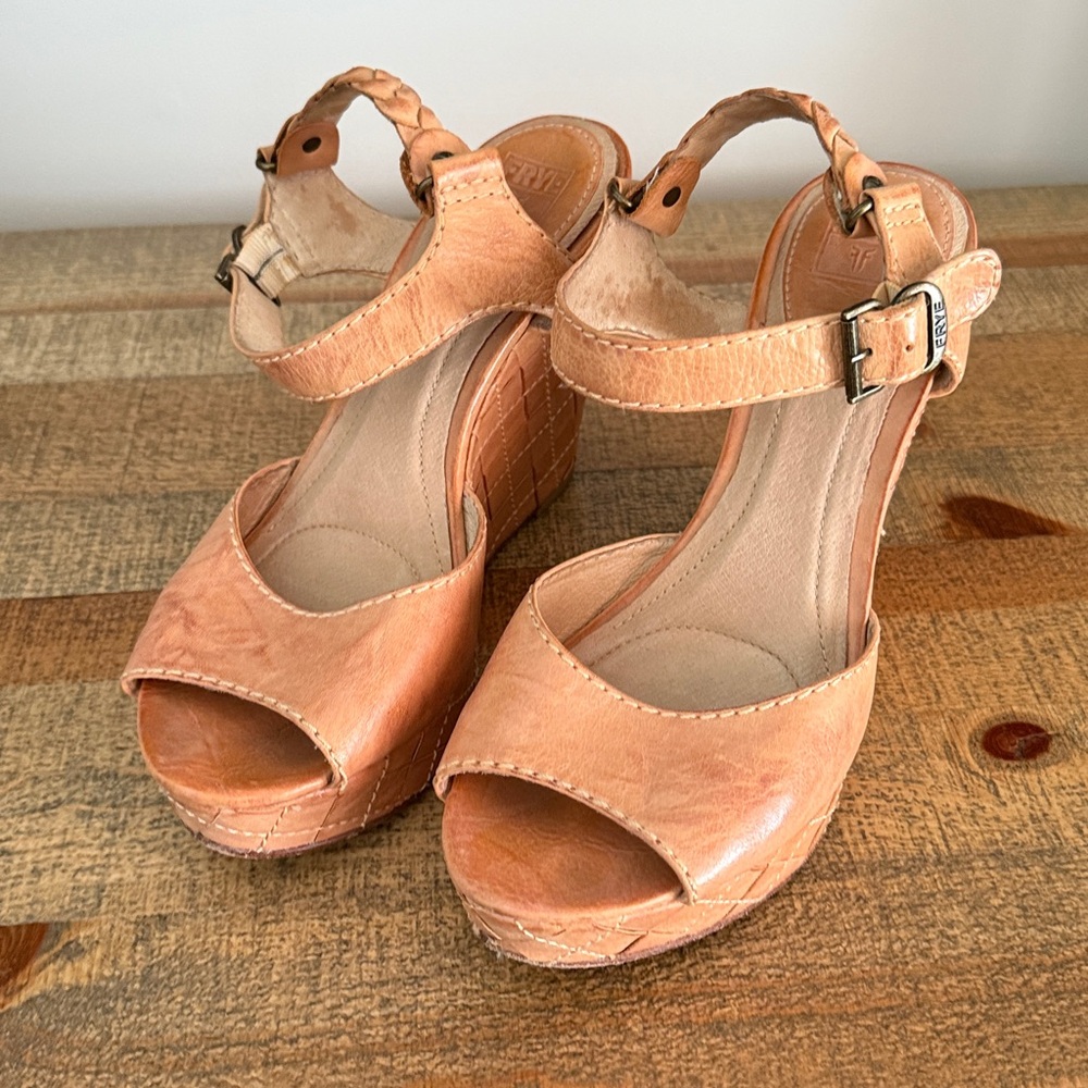 Frye Wedge Leather Sandals
